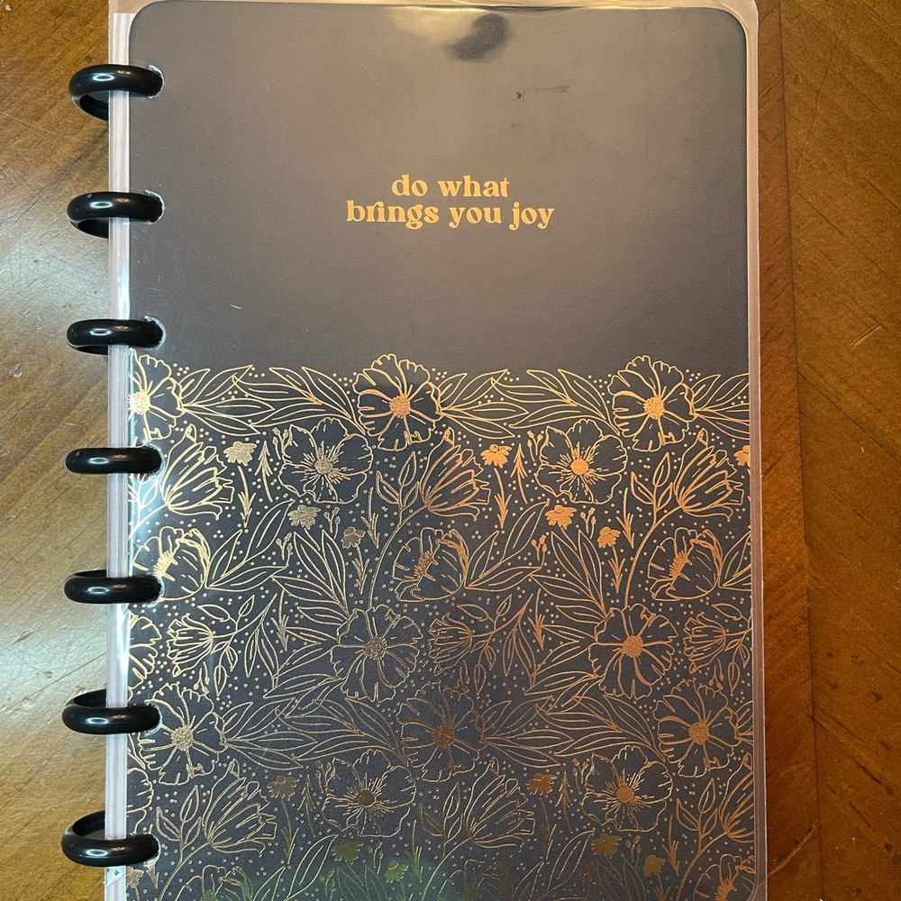The Happy Planner Mini Dashboard Black and Gold Floral Cover